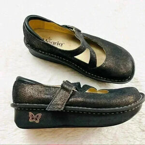 Alegria Dayna Gold Metallic Mary Jane Platform Leather Walking Shoes Size 36